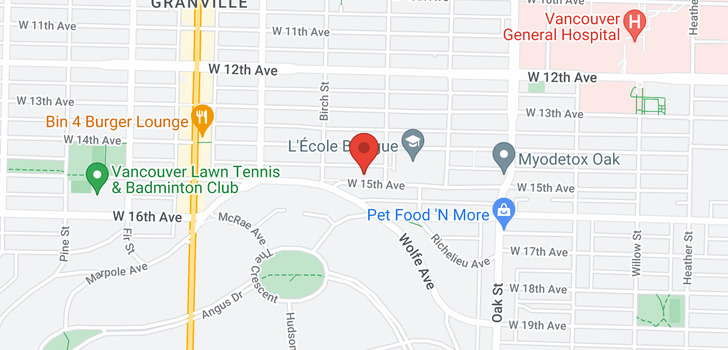 map of 217 1235 W 15TH AVENUE